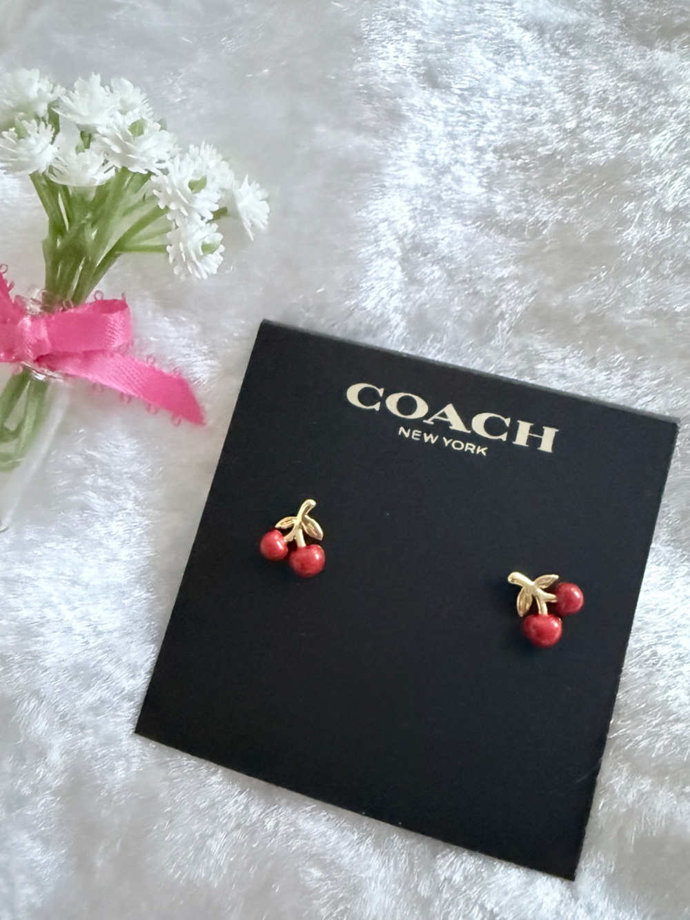 🍒 Coach Red Cherry Stud Earrings